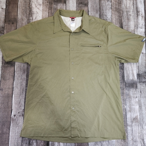 The North Face Short Sleeve Button Down Shirt Olive Green Men's Large - Picture 1 of 14